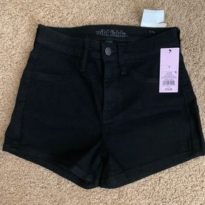 Black denim shorts
